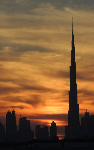 Burj Khalifa Solnedgang Silhuet — RedMagic Tablet Wallpapers