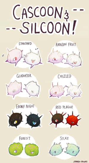Cascoon og Silcoon i forskellige farver — Pokemon telefon Wallpapers