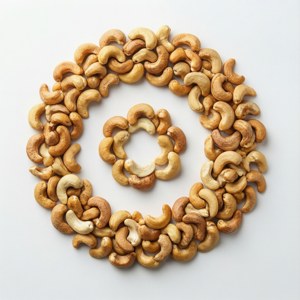 Cashewnødder arrangeret i spiralform på hvid baggrund — Tecno Phantom V Flip Wallpapers