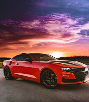 Chevrolet bil med solnedgang wallpaper — Vivo X Fold Wallpapers
