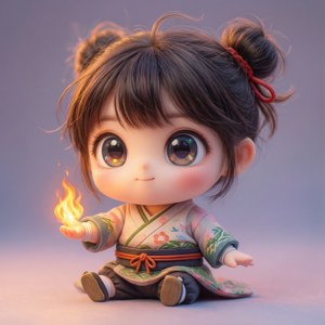Chibi-version af Maki Oze der er nuttet. — Pixel Watch Wallpapers