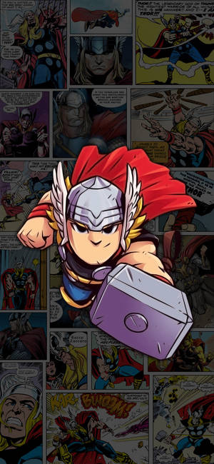 Chibi Thor tegneseriebaggrund — iPhone Air Wallpapers