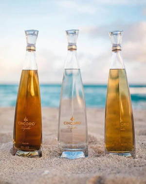 Cincoro Tequila-flaske på stranden — Sommer Wallpapers