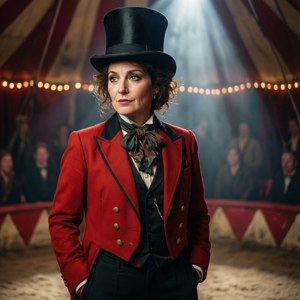 Lunefuld cirkusdirektør Hilde Schbeiker i cirkus — Pixel Watch 3 Wallpapers