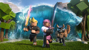 Cool Roblox løber fra bølger — Roblox Wallpapers