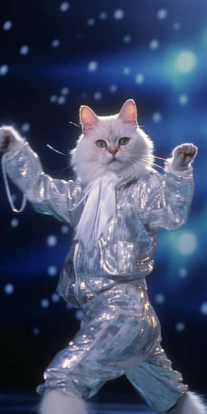 Dansende kat i funklende kostume
