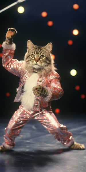 Dansende kat i funklende kostume
