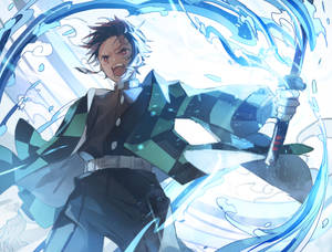 Demon Slayer 4k Tanjiro Vand Baggrundsbillede — Djævleslæber 4K GIF Wallpapers