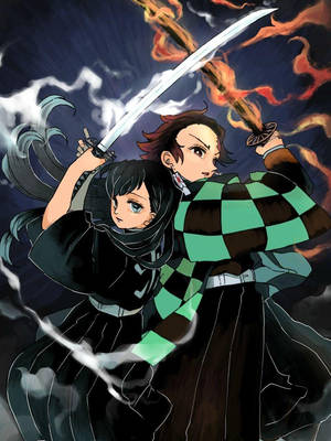 Demon Slayer Telefon Tanjiro og Muichiro — Djævlejæger Wallpapers