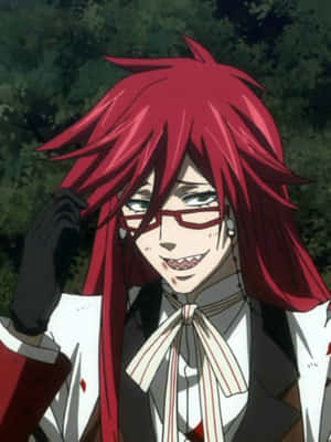 Den flamboyante høstmand, Grell Sutcliff, på rød baggrund — iPad Air 13 Wallpapers