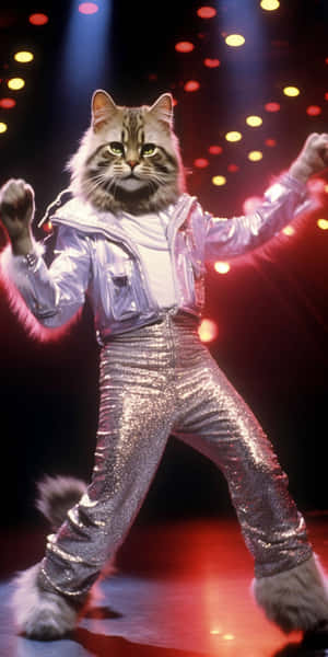 Disco-dansende kat i spotlight