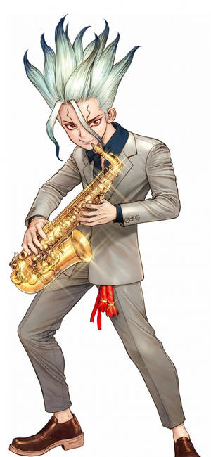 Dr Stone Senku musiker baggrund — iPhone 14 Pro Wallpapers