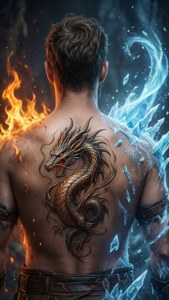 Rog Ally med drage-dekal og elementære effekter i fantasy-stil. — ROG Ally Wallpapers