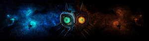 Dobbeltskærm skull kid majoras mask baggrund. — 3840x1080 Wallpapers