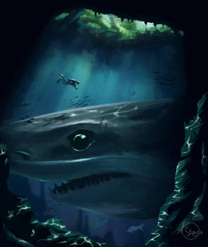 Dykker og Haj Kunst wallpaper — Motorola Razr Ultra 2025 Wallpapers