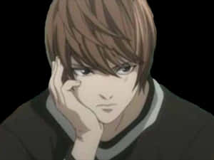 Eftertænksom animefigur Light Yagami