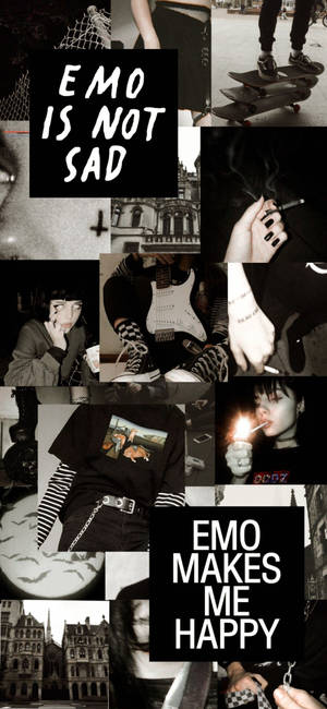 Emo Æstetisk Sort Collage baggrund — iPhone 15 Pro Wallpapers
