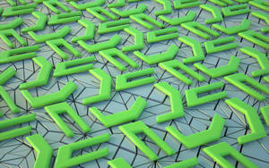 Neon grønne former 3D tapet på en grå overflade. — Grøn æstetik Wallpapers