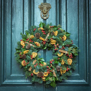 Julekrans med appelsinskiver wallpaper — 1:1 Wallpapers