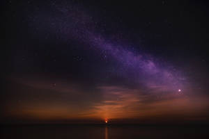 Stjerneklar himmel horisont solopgang tapet — Solopgang Wallpapers