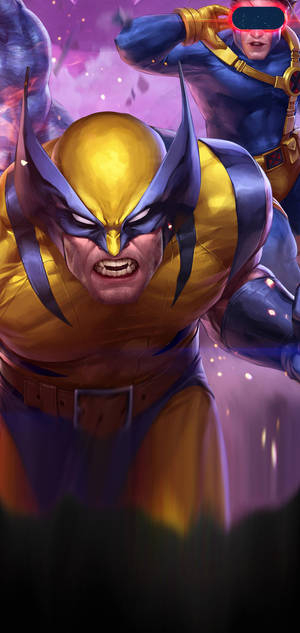 Galaxy S10 Plus Wolverine og Cyclops baggrund — iPhone 15 Pro Wallpapers