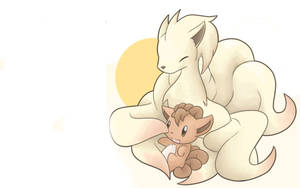 En simpel tegning af Ninetales og Vulpix — Pokemon telefon Wallpapers