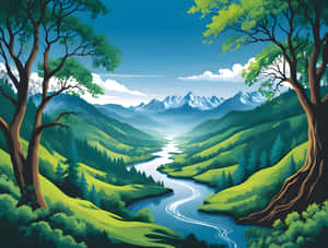 Skitsebilleder, Skitsekunstbilleder, Skitsebilleder, Natur, Natur 4K, Flod, Flodudsigt, Bakkebilleder, Bakkeudsigt