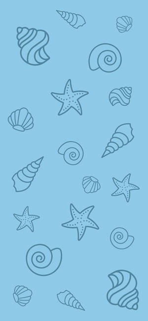 Enkel blå æstetisk muslingeskaller — iPhone 15 Wallpapers
