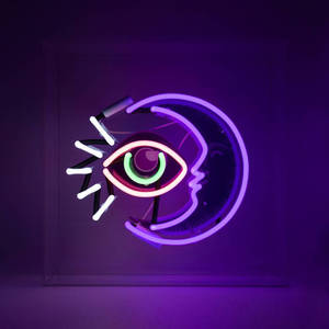 Enkelt øje neonmåne tapet — Neon måne Wallpapers
