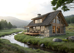 Bondegård, Hus, Husbaggrund, Bakkebilleder, Natur 4k, Natur 4k billeder, Flodbilleder