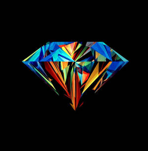 Cool tapet af farverig 3D stor diamant, der funkler på en sort baggrund. — Galaxy Z Flip7 FE Wallpapers