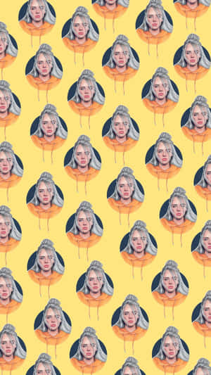 et mønster af en kvinde med en gul baggrund — Æstetisk musik Wallpapers