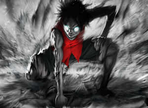 et sort/hvidt billede af en mand i en rød skjorte — Luffy Wallpapers