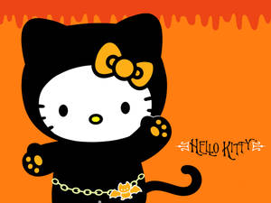 Hello Kitty Halloween sort kat kunst baggrund — Hello Kitty Halloween Wallpapers