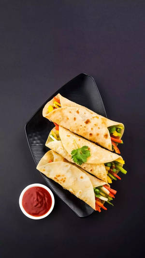 Farverige Grøntsagsburritos baggrund — 9:16 Wallpapers
