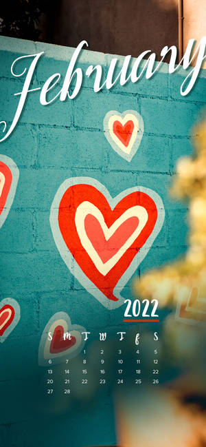 Februar 2022 kalender kunstværk tapet — iPhone 16 Pro Max Wallpapers