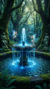 Et magisk fe-springvand lyser i hjertet af skoven. — Zelda Wallpapers