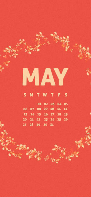 Rød maj-kalender med blomster tapet. — Samsung S21 Ultra Wallpapers