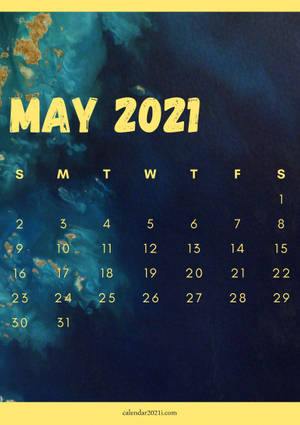 Maj 2021 kalender verdenskort maleri kunstværk i gul skrift wallpaper. — Oppo Pad 5 Matte Display Wallpapers
