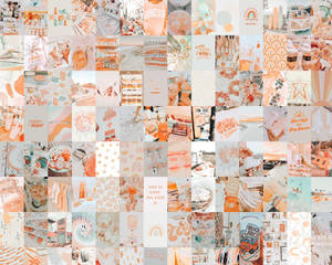 Fersken æstetisk collage med mønstre — Æstetisk collage Wallpapers