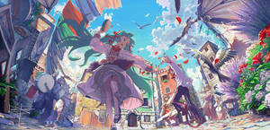 Festlig anime-dans baggrund — Anime dans Wallpapers