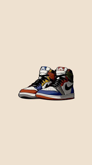 Flerfarvede tegneserie Nike-sko — Cool iPhone Wallpapers
