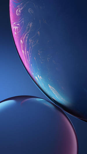 iPhone XR wallpaper med to mørkeblå abstrakte bobler — iPhone Xr Wallpapers