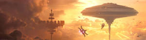 Dobbeltskærm Star Wars Battlefront Bespin wallpaper. — 32:9 Wallpapers