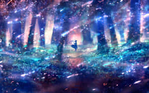 Fortryllende anime-landskab med krystalklar sø og kirsebærblomster — Smuk anime Wallpapers