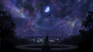 Fortryllende anime-landskab med et kirsebærtræ — Smuk anime Wallpapers