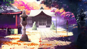 Fortryllende anime-landskab med kirsebærblomsttræer — Smuk anime Wallpapers