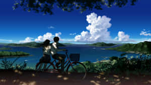 Fortryllende anime-landskab med kirsebærblomster — Smuk anime Wallpapers