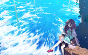 Fredfyldt anime-landskab med en fortryllende solnedgang — Smuk anime Wallpapers