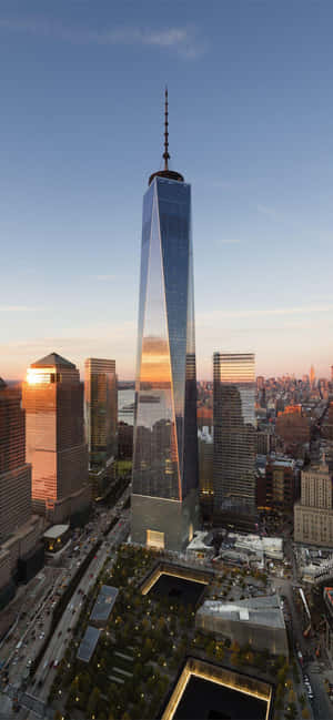Solnedgang Freedom Tower Høj Vinkel Udsigt — Vivo V70 FE Wallpapers